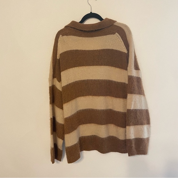 All Saints Lou Stripe Oversize Polo Jumper Sweater - Picture 6 of 9